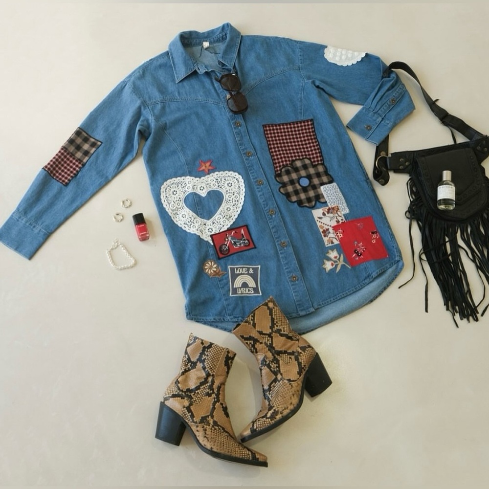 NWTS SPELL BOMBSHELL PATCHWORK SHIRT (L)